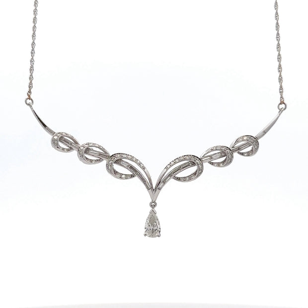 Estate 14K White Gold Diamond Dangle Necklace