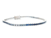 14K White Gold Ombré Blue Sapphire Bracelet