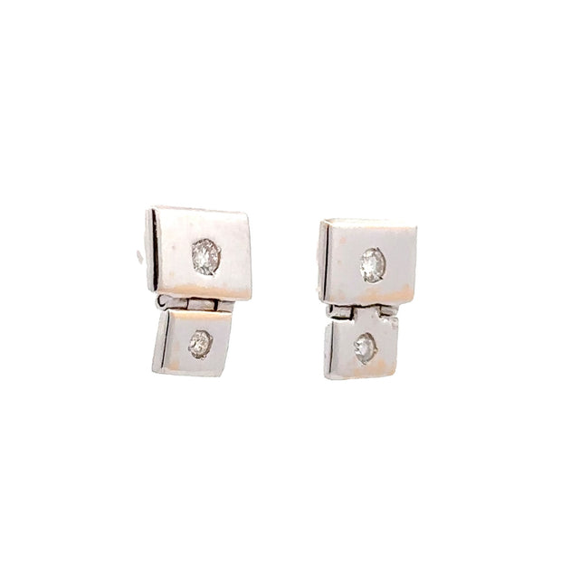 Estate 18K White Gold Contemporary Diamond Earrings