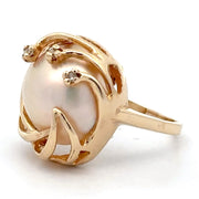 Estate 14K yellow gold Mabé Pearl & Diamond Ring