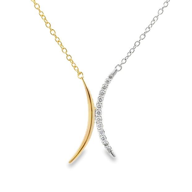 14K Yellow & White Gold Diamond "X" Necklace