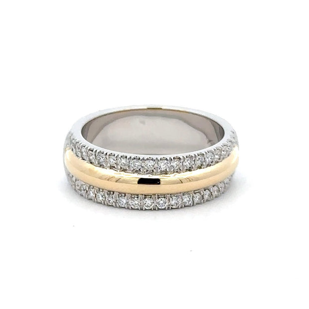 14K White & Yellow Gold Domed Diamond Ring