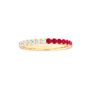 14K Yellow Gold 50/50 Ruby & Diamond Ring