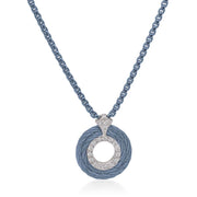 ALOR Chain & Cable Round Caribbean Blue Necklace with 14kt Gold & Diamonds