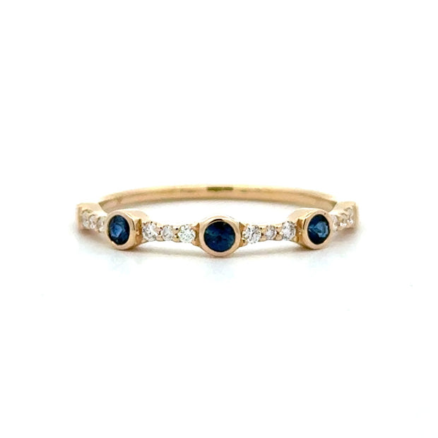 14K Yellow Gold Sapphire & Diamond Stackable Ring