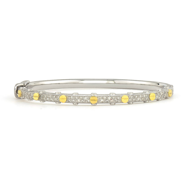 JudeFrances Mixed Metal Diamond Pavé Nail Head Bangle