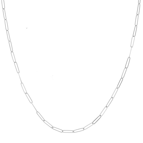 14K White Gold Paper Clip Necklace