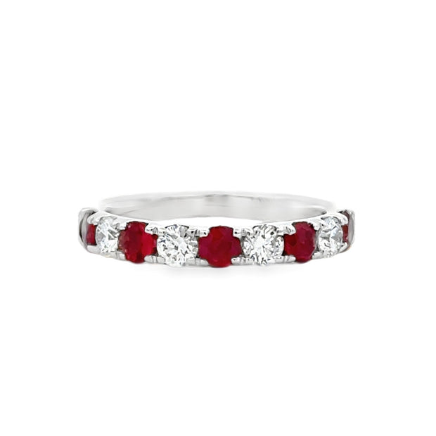 David Kord 14K White Gold Ruby & Diamond Ring