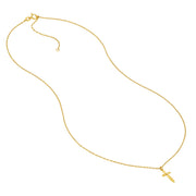 14K Yellow Gold Puffy Cross Pendant Necklace
