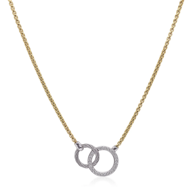 ALOR Stainless Steel & 14K White Gold Interlocking Circle Necklace