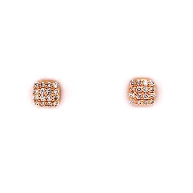 14K Yellow Gold Mini Square Pavé Diamond Earrings