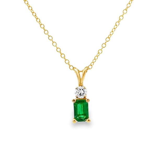 Estate 14K/18K Yellow Gold Emerald & Diamond Necklace
