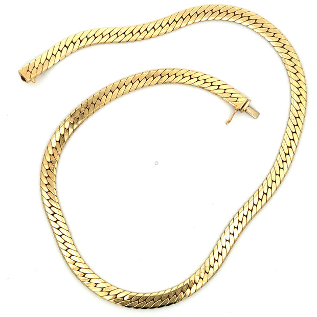 Estate 14K Yellow Gold Solid Herringbone-Style Necklace