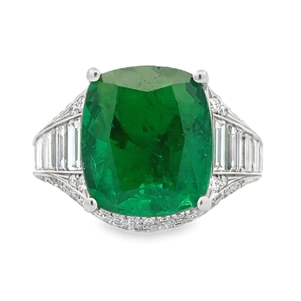 Platinum Emerald & Diamond Ring