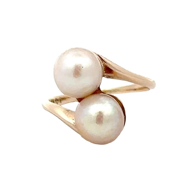 Estate 14K Yellow Gold Akoya Pearl Ring