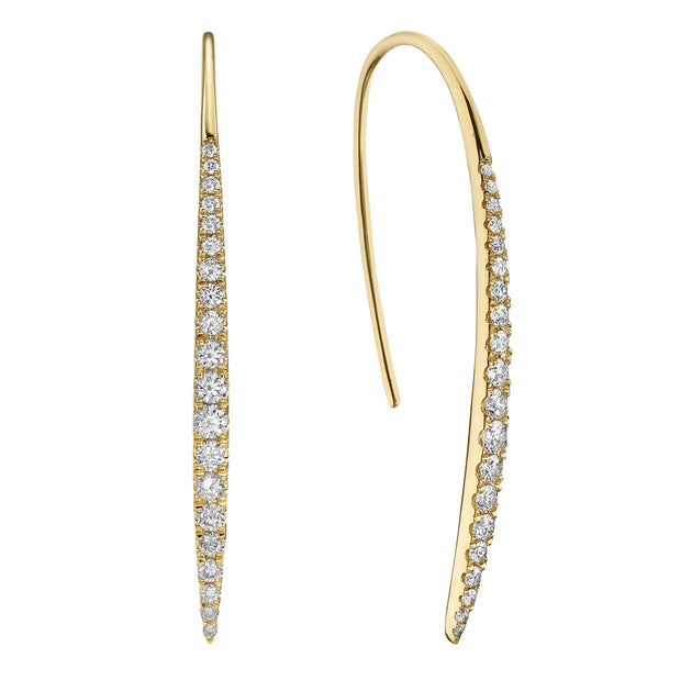 14K Yellow Gold Diamond Stick Earrings