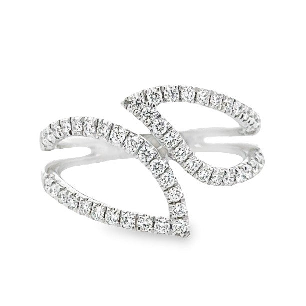 14K White Gold Bypass-Style Diamond Ring