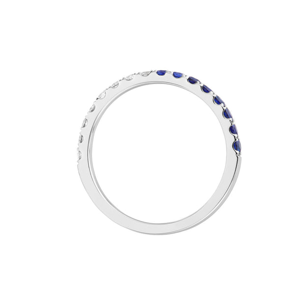 14K White Gold 50/50 Sapphire & Diamond Ring