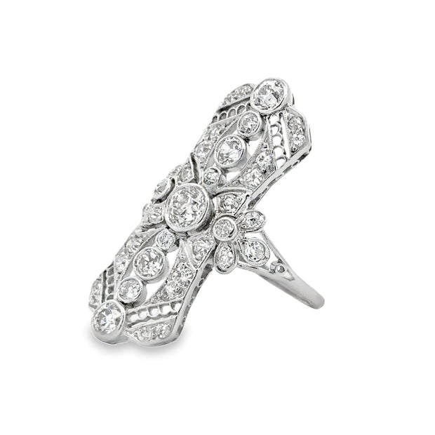 Estate Vintage Platinum Diamond Cocktail Ring