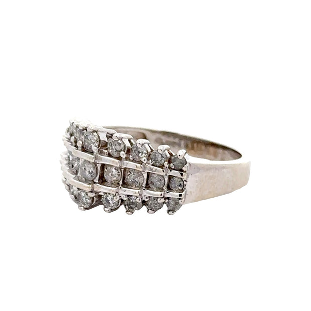 Estate 10K White Gold Tiered & Graduated Diamond Ring