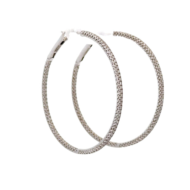 Estate 18K White Gold Thin Diamond Hidalgo Earrings
