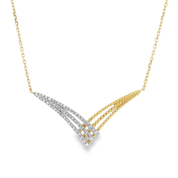 D.M. Kordansky 14K Yellow & White Gold Diamond "V" Necklace