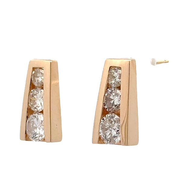 Estate 14K Yellow Gold Tapered Diamond Earrings