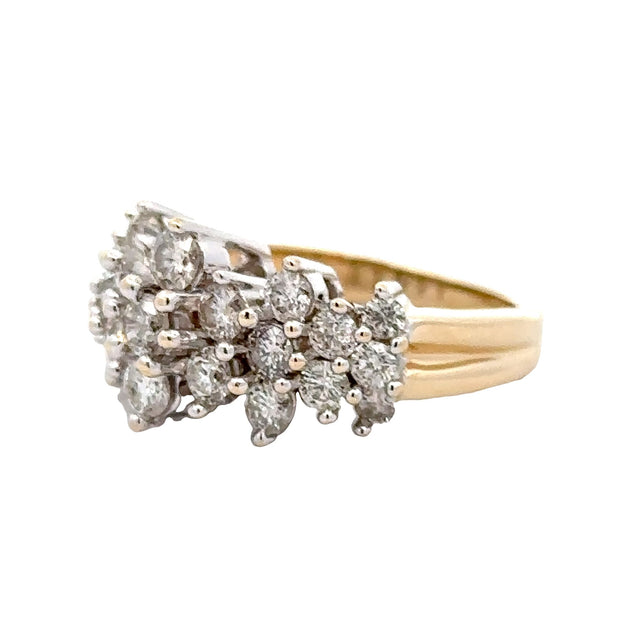 Estate 14K Yellow & White Gold Diamond Cluster Ring