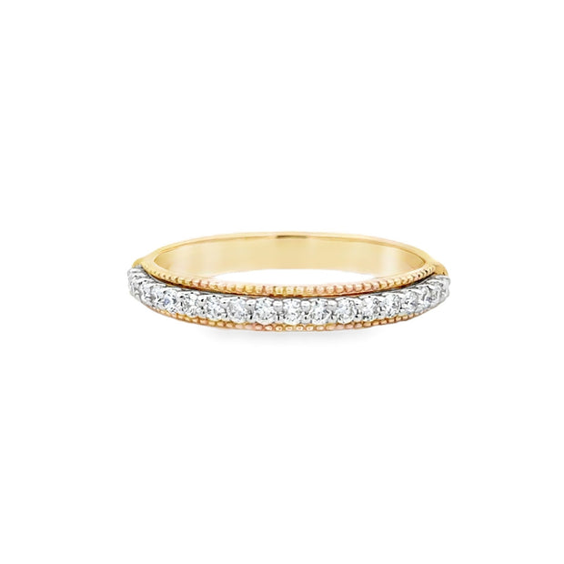 14K Yellow & White Gold Diamond Stackable Ring