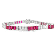 Platinum Ruby & Diamond Tennis Bracelet