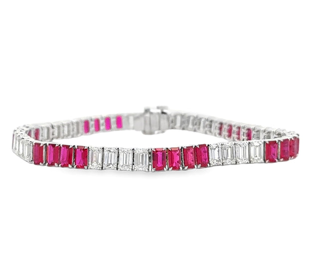 Platinum Ruby & Diamond Tennis Bracelet