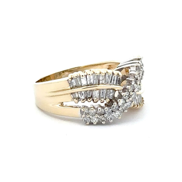 Estate 14K Yellow Criss-Cross Diamond Ring