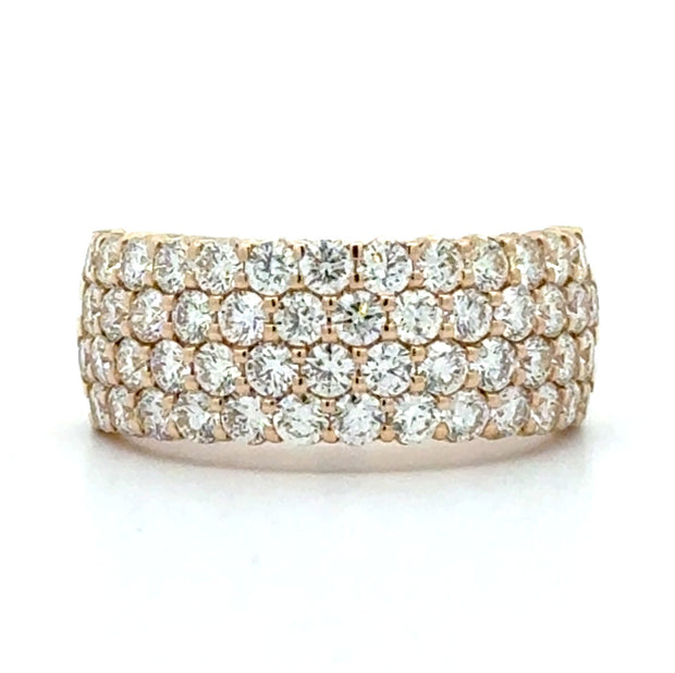 14K Yellow Gold Wide Diamond Cocktail Ring