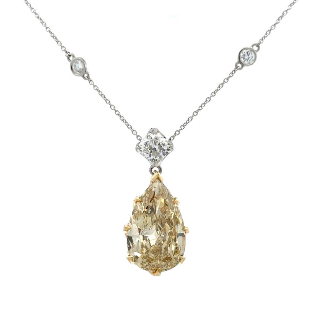 Platinum & 18K Yellow Gold Yellow & White Diamond Necklace