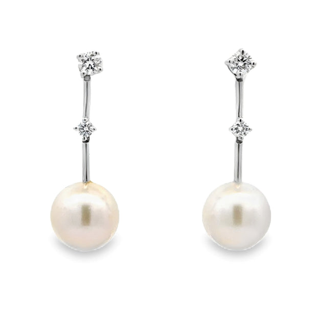 Estate 14K White Gold Sea Magic by Mikimoto Pearl & Diamond Earrings