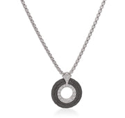 ALOR Grey Chain & Black Cable Round Necklace with 14kt Gold & Diamonds