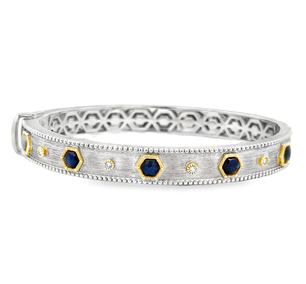 JudeFrances Mixed Metal Provence Hexagon Gemstone Bangle