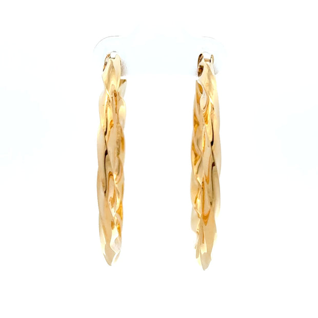 Estate 18K Yellow Gold Ribbed Hoop Earrings