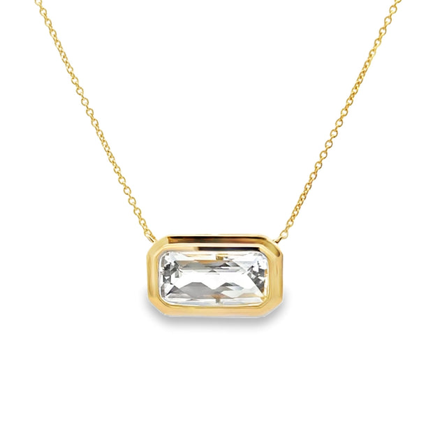 David Kord 14K Yellow Gold Bezel-Set white Topaz Necklace