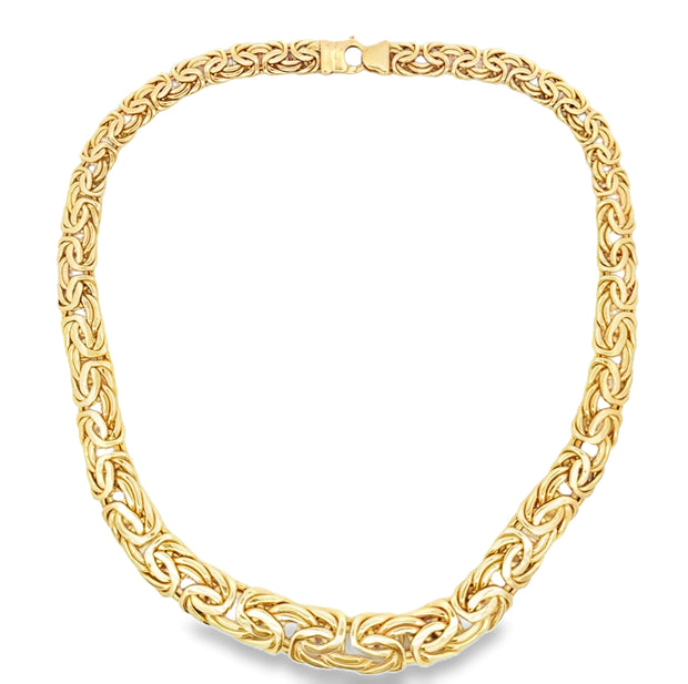 Estate 14K Yellow Gold Flay Byzantine Necklace