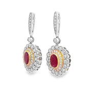 14K White & Yellow Gold Ruby & Diamond Earrings