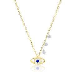 Meira T 14K Gold Sapphire & Diamond Evil Eye Dangle Necklace