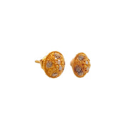 Estate 22K Yellow Gold & Rhodium Domed Earrings