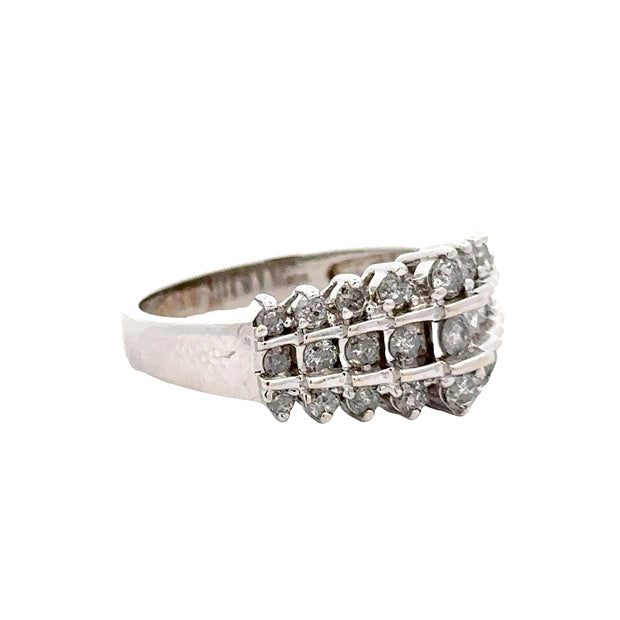 Estate 10K White Gold Tiered & Graduated Diamond Ring