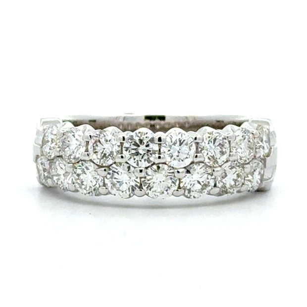 14K White Gold Double Row Diamond Ring