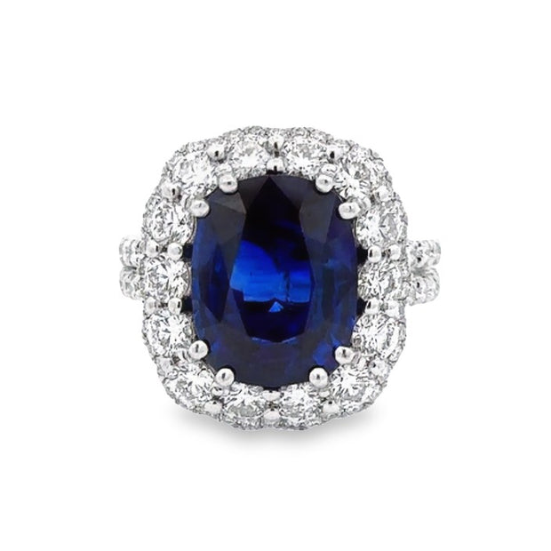 Platinum Royal Blue Sapphire & Diamond Ring