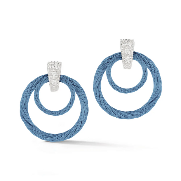 ALOR Stainless Steel & 18K White Gold Diamond Droplet Earrings