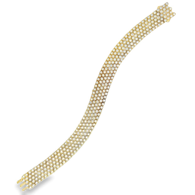 18K Yellow Gold Honeycomb Diamond Bracelet