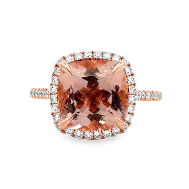 Estate 14K Rose Gold Morganite & Diamond Ring