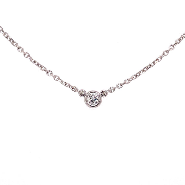 14K White Gold Solitaire Diamond Necklace